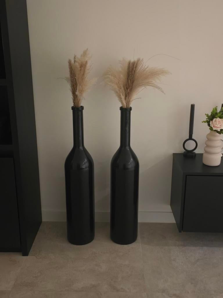 Mica Decorations Rioja Zwart Vaas - 100cm Hoog, Overige materialen, Zwart, Nieuw, Ophalen of Verzenden