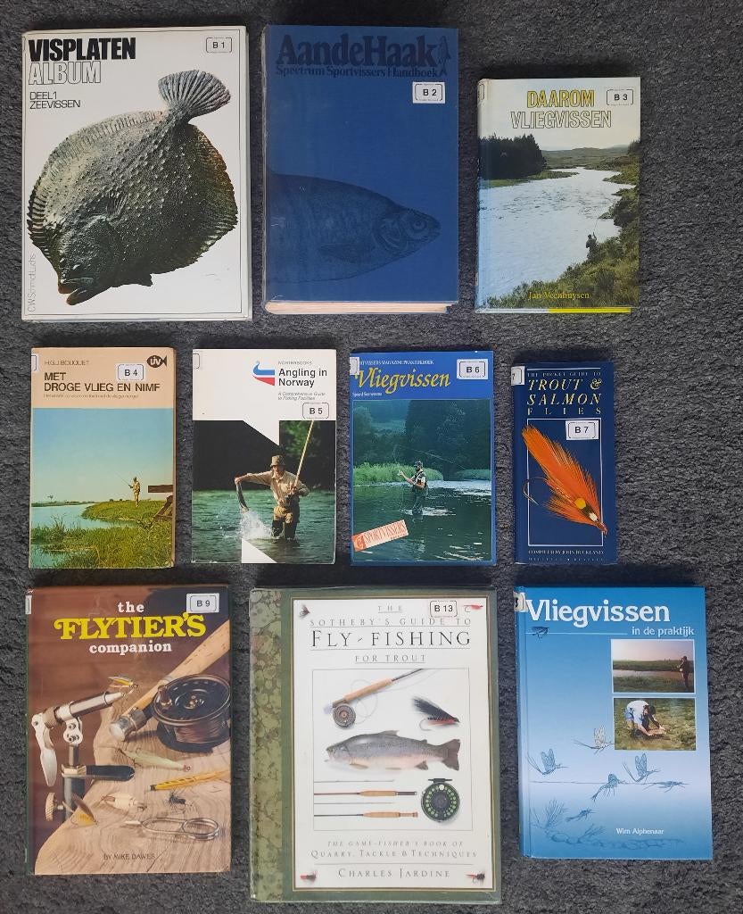 28 boeken over vliegvissen/vliegbinden, alles in één koop., Ophalen, Gebruikt, Overige typen
