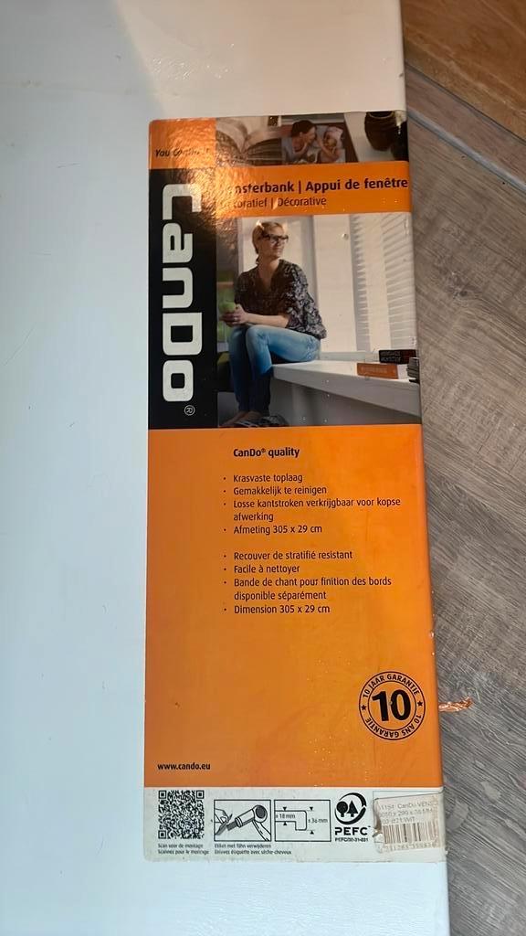 CANDO vensterbank 305 cm 29 cm wit, Ophalen, Nieuw