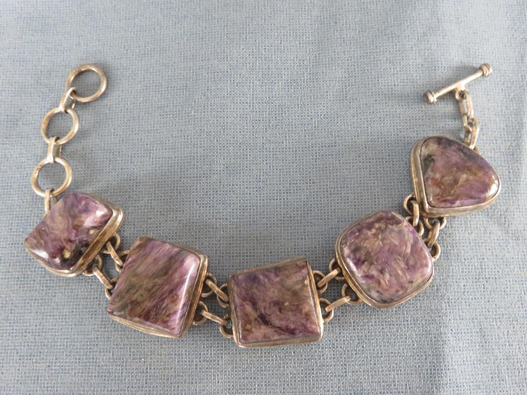 Zware armband in zilver met stenen - 20e eeuw, Sieraden, Tassen en Uiterlijk, Armbanden, Ophalen of Verzenden, Zo goed als nieuw