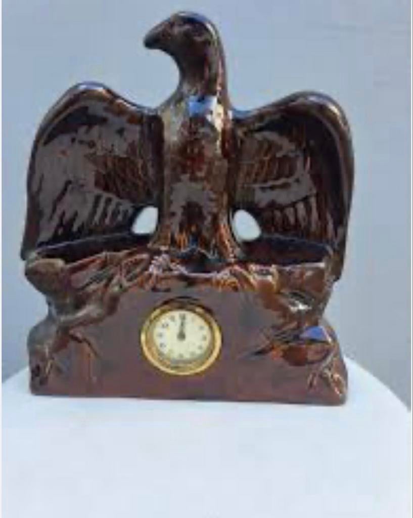 Vintage keramiek beeld met klok WO2 adelaar, Ophalen of Verzenden