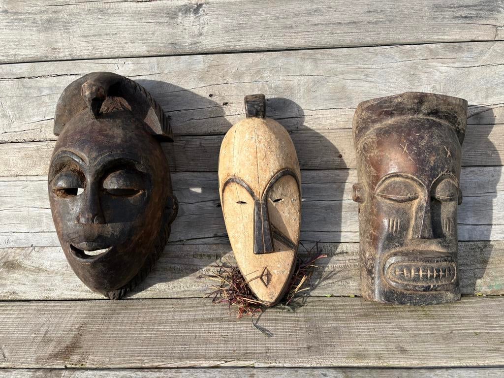 3 oude maskers uit Afrika, Antiek en Kunst, Ophalen of Verzenden