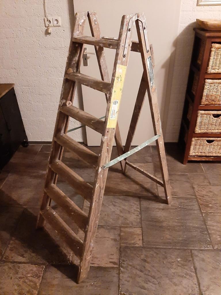 trap schilder trap hout vintage brocante schilders decoratie, Doe-het-zelf en Verbouw, Ladders en Trappen, Gebruikt, Schilder trap