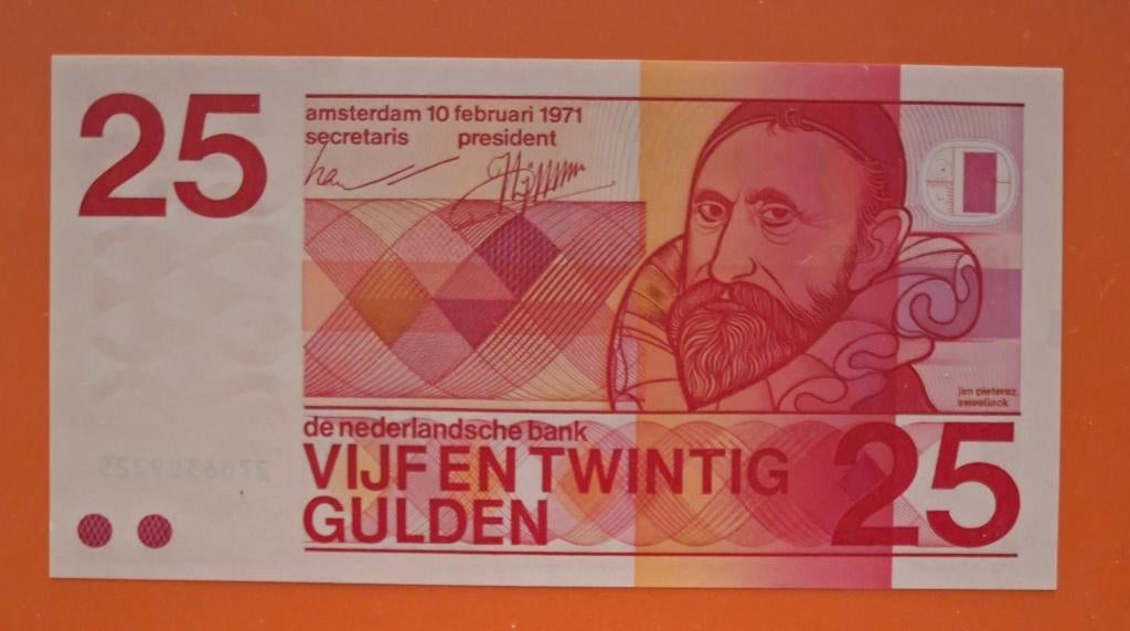 Bankbiljet 25 gulden 1971 Sweelinck, cat. PL70.b1 / 84-1, Postzegels en Munten, Bankbiljetten | Nederland, Verzenden, 25 gulden