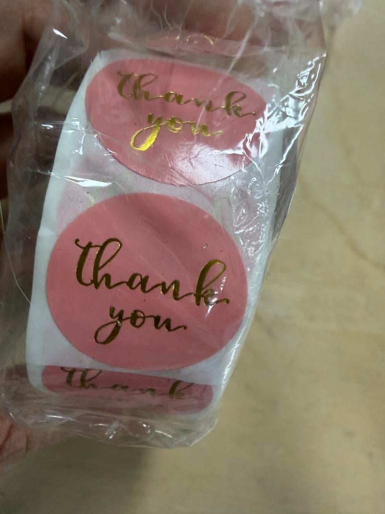 Roze 'Thank You' Stickers - Perfect voor Cadeaus, Hobby en Vrije tijd, Stickers en Plaatjes, Ophalen of Verzenden, Nieuw, Meerdere stickers