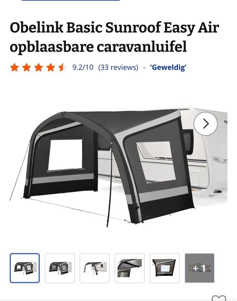 Obelink Basic Sunroof Easy Air opblaasbare caravanluifel, Caravans en Kamperen, Ophalen, Zo goed als nieuw, Overige merken