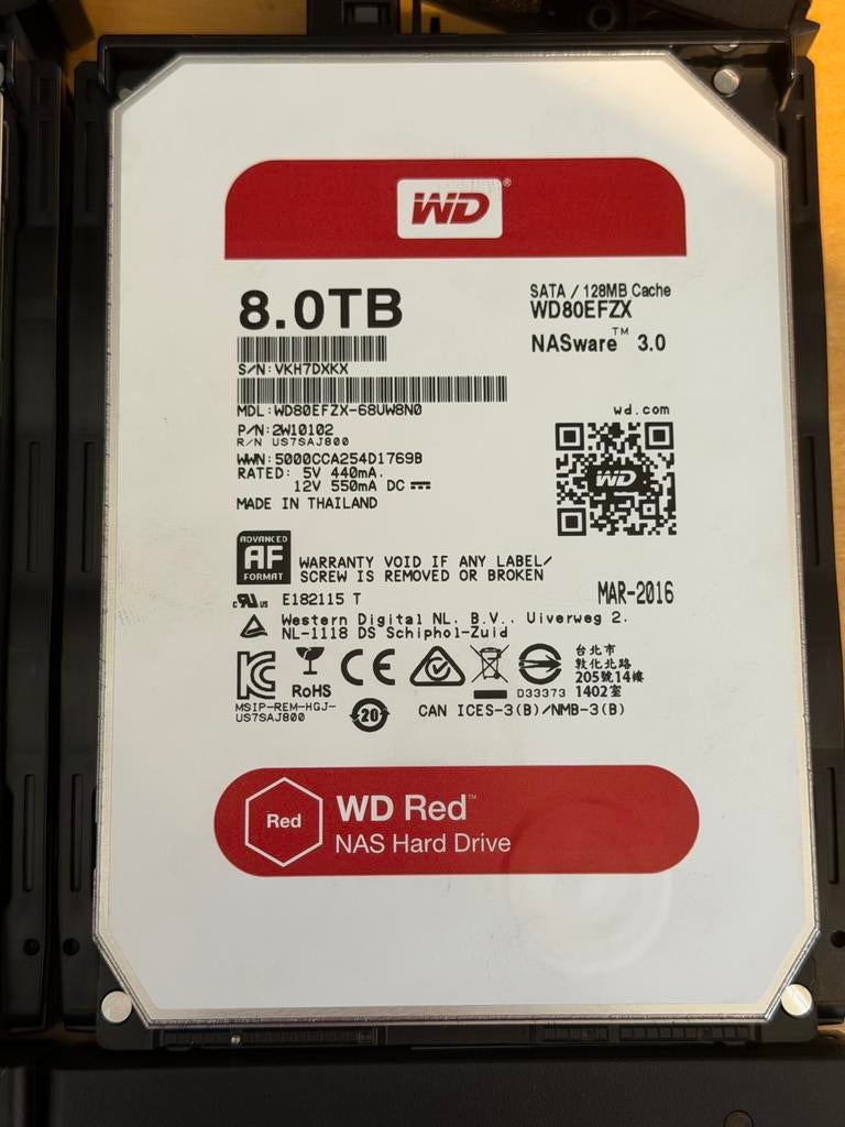 WD Red 8TB NAS Harddisk (2 stuks), Computers en Software, Harde schijven, Refurbished, Desktop, Intern, HDD, SATA, Ophalen of Verzenden