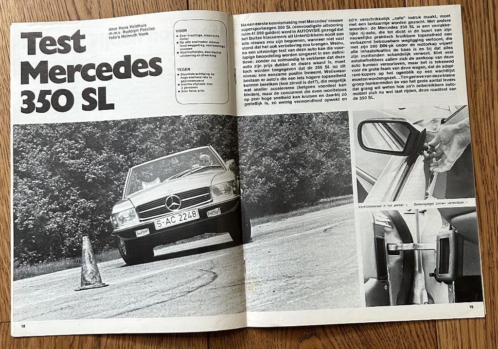 Mercedes 350 SL ( R107 - R 107 ) test in Autovisie 1971, Gelezen, Autovisie, Mercedes, Ophalen of Verzenden