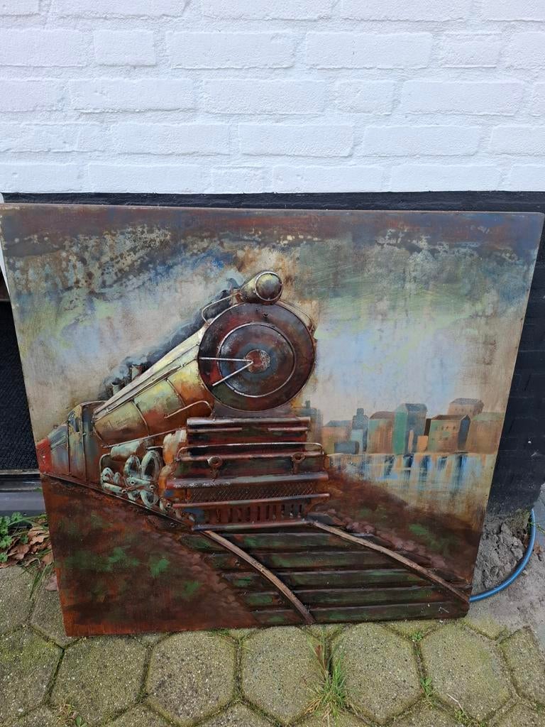 Uniek 3D Schilderije metalen Trein - Handgemaakt Kunstwerk, Ophalen