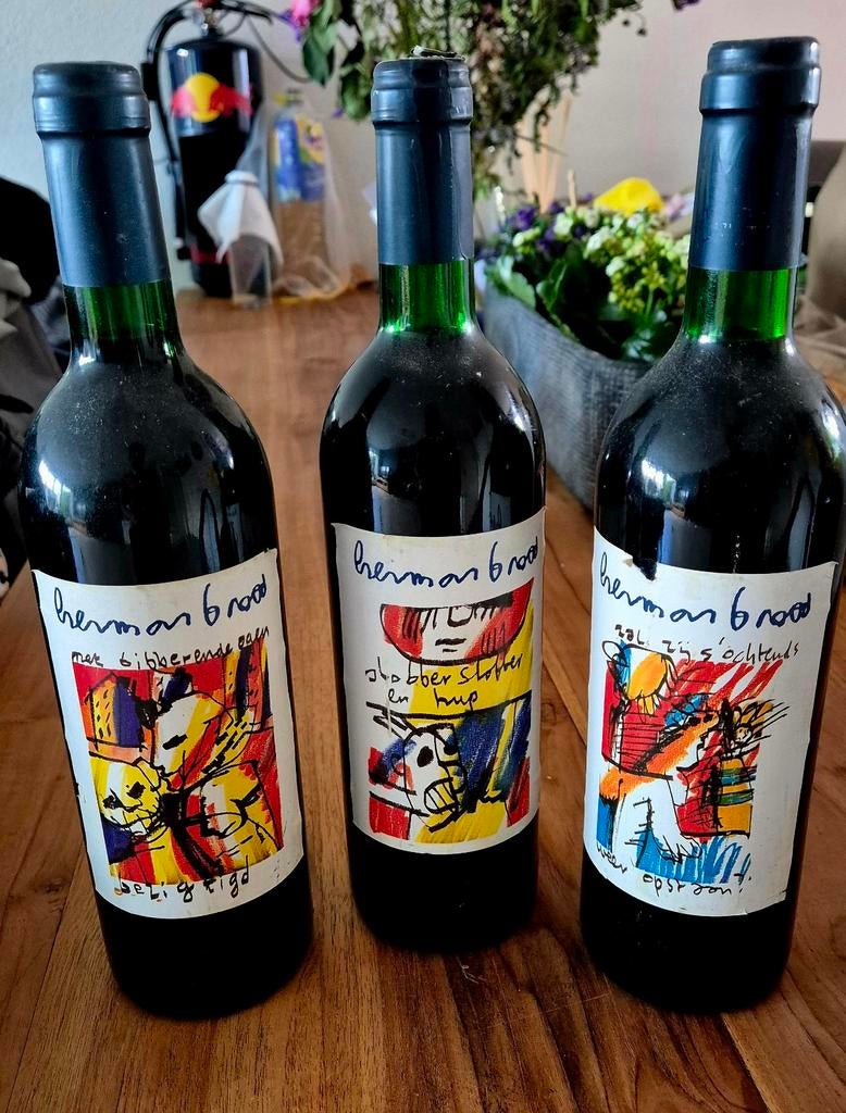 Herman Brood Wijn Collectie. Flessen niet geopend etiket lic, Verzamelen, Gebruikt, Overige gebieden, Ophalen of Verzenden, Rode wijn