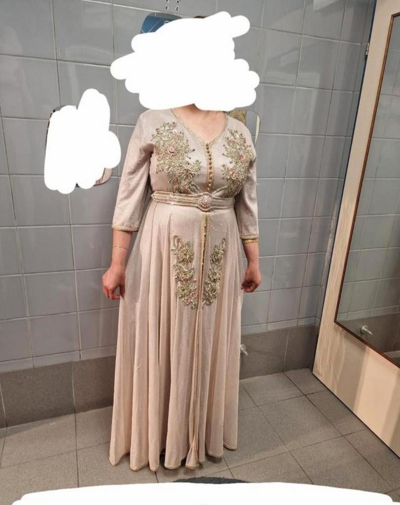 Marokkaanse jurk, Ophalen, Gedragen, Maat 42/44 (L), Beige