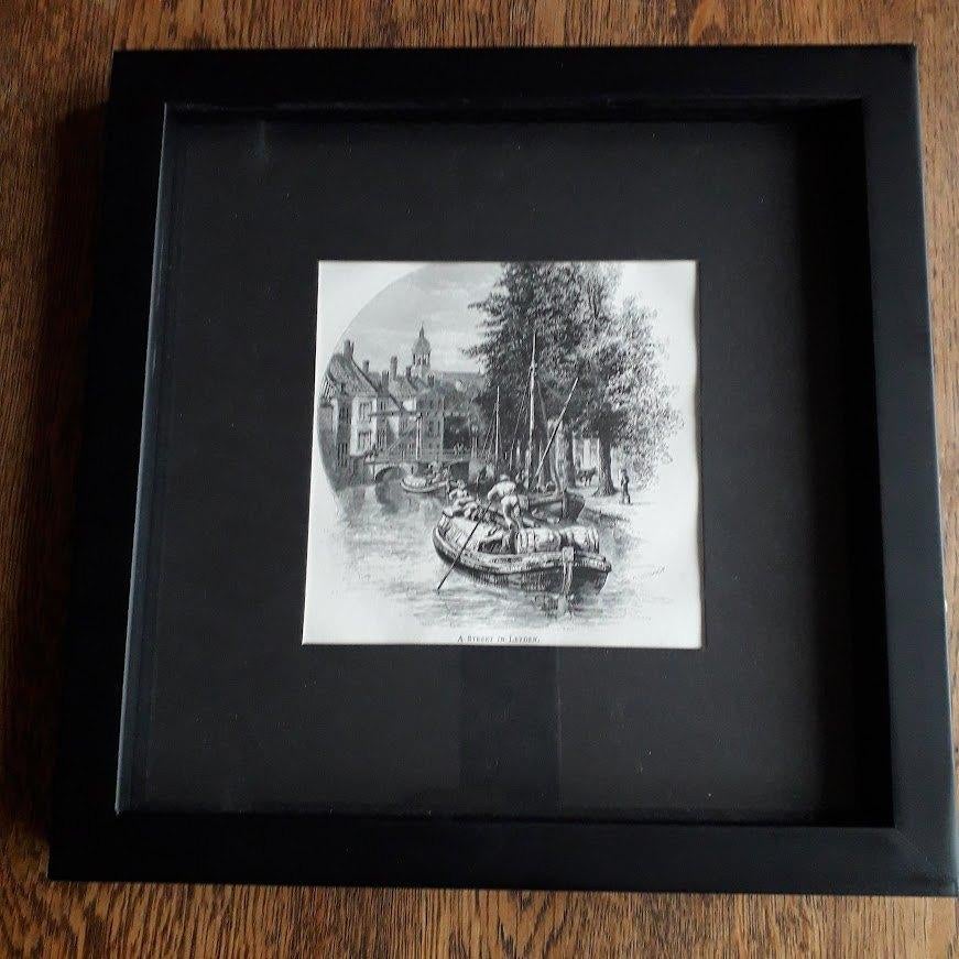 prent Leiden Richard Lovett Leyden gracht beurtschipper 1887, Verzamelen, Foto's en Prenten, Gebruikt, Ophalen of Verzenden, Voor 1940