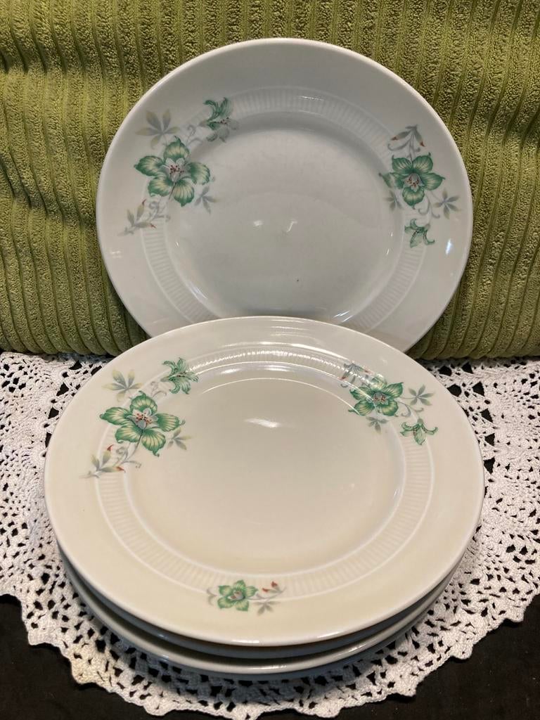 Ontbijtbord Mosa Maastricht, groene bloem (070426c), Gebruikt, Ophalen of Verzenden, Bord(en), Overige stijlen