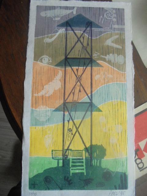 De Ploeg - Nico Parlevliet - houtsnede uit 1995, Antiek en Kunst, Ophalen of Verzenden