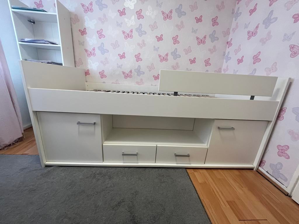 Eenpersoons Bed, Gebruikt, 90 cm, Eenpersoons, Wit