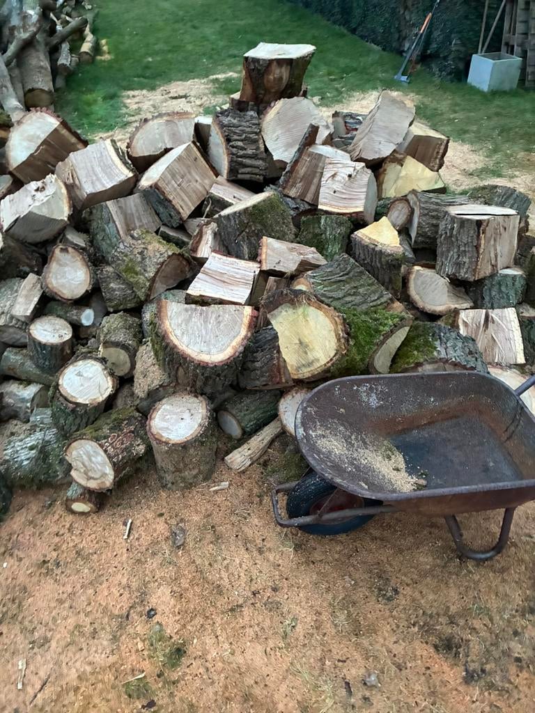 Haardhout eiken 5m3 vers gezaagd, 3 tot 6 m³, Ophalen, Eikenhout, Blokken