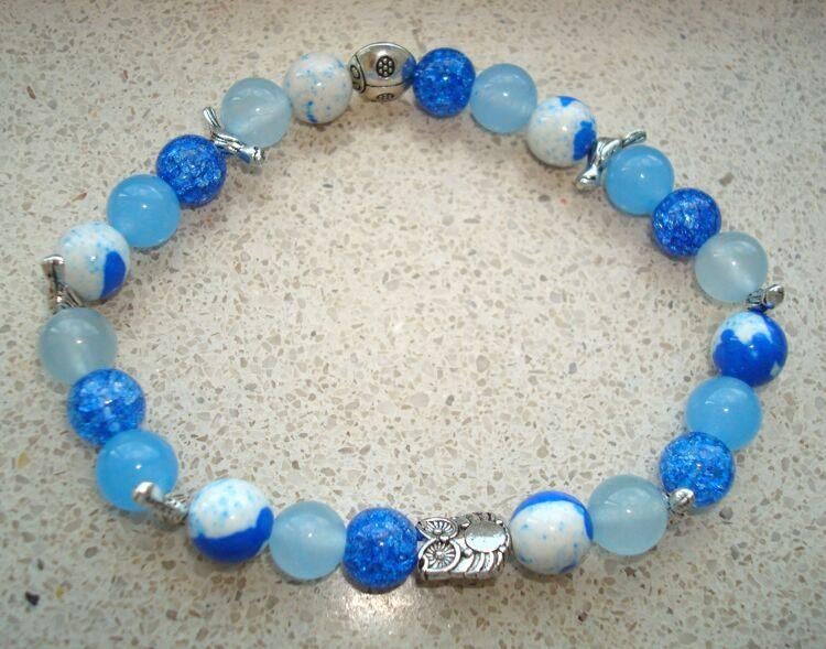 Armband van halfedelsteen in blauw met dierenkralen, Info.adorabeads@gmail.com, Adorabeads, Blauw, Nieuw