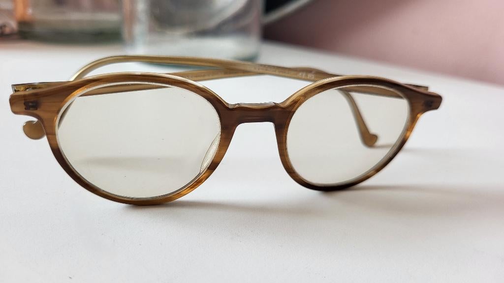 Exclusieve Designbril – Handgemaakt in Frankrijk – Vintage, Overige merken, Gebruikt, Bruin, Ophalen of Verzenden