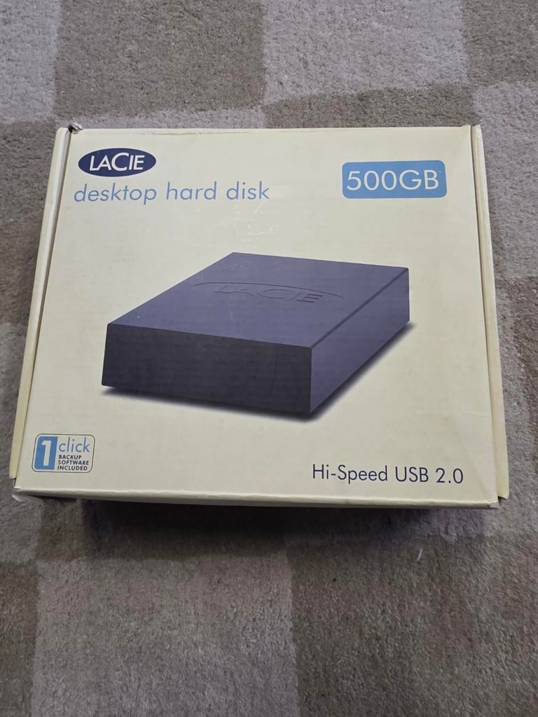 LaCie Desktop Hard Disk 500GB USB 2.0 Externe HDD, Support@lacie.com, LaCie EMEA, 1000 LaCie Drive, Fremont, CA 94538, USA, Gebruikt