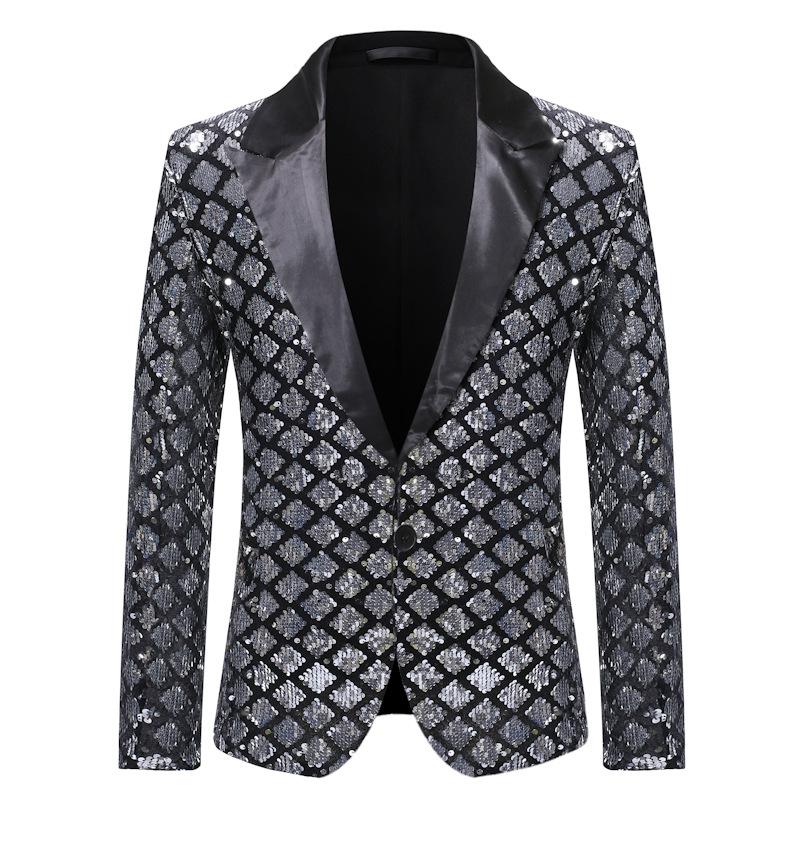 Heren zilveren ruiten glitter colbert blazer jasje mannen, Verzenden, Nieuw, Overige maten