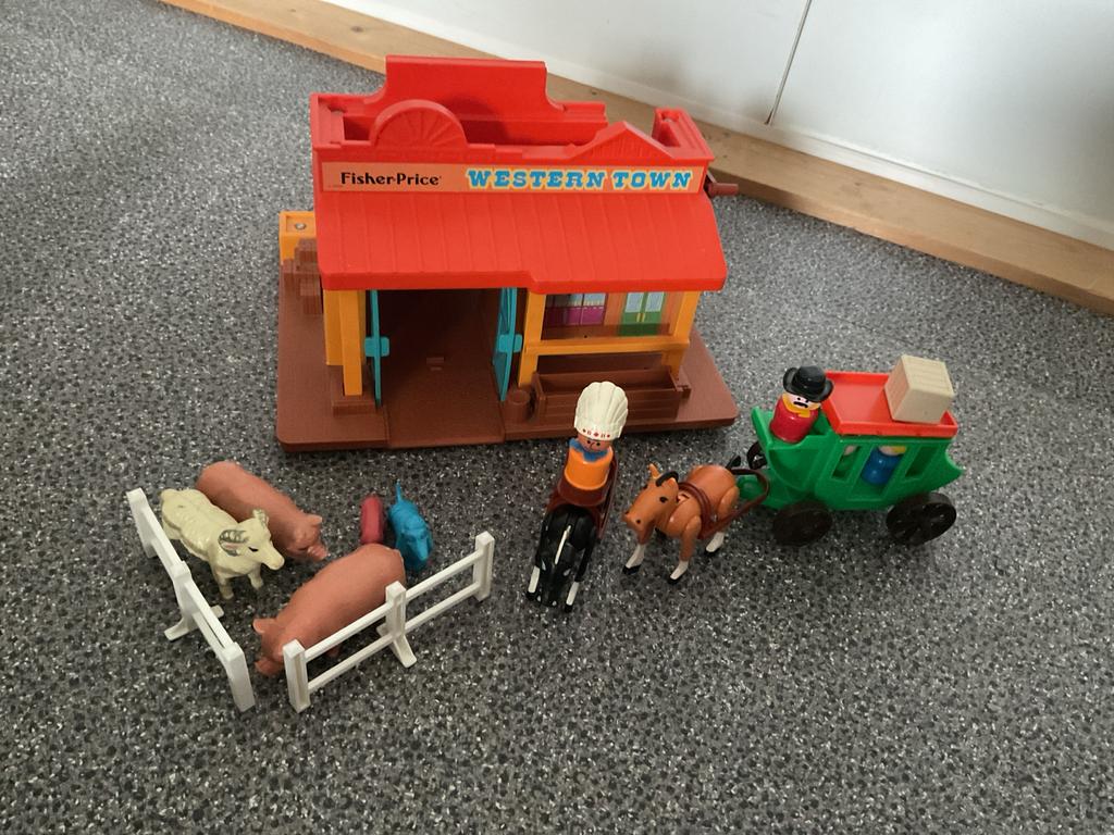 Fisher-Price Western Town Speelset met poppetjes, Kinderen en Baby's, Speelgoed | Fisher-Price, Gebruikt, Speelset, Ophalen of Verzenden