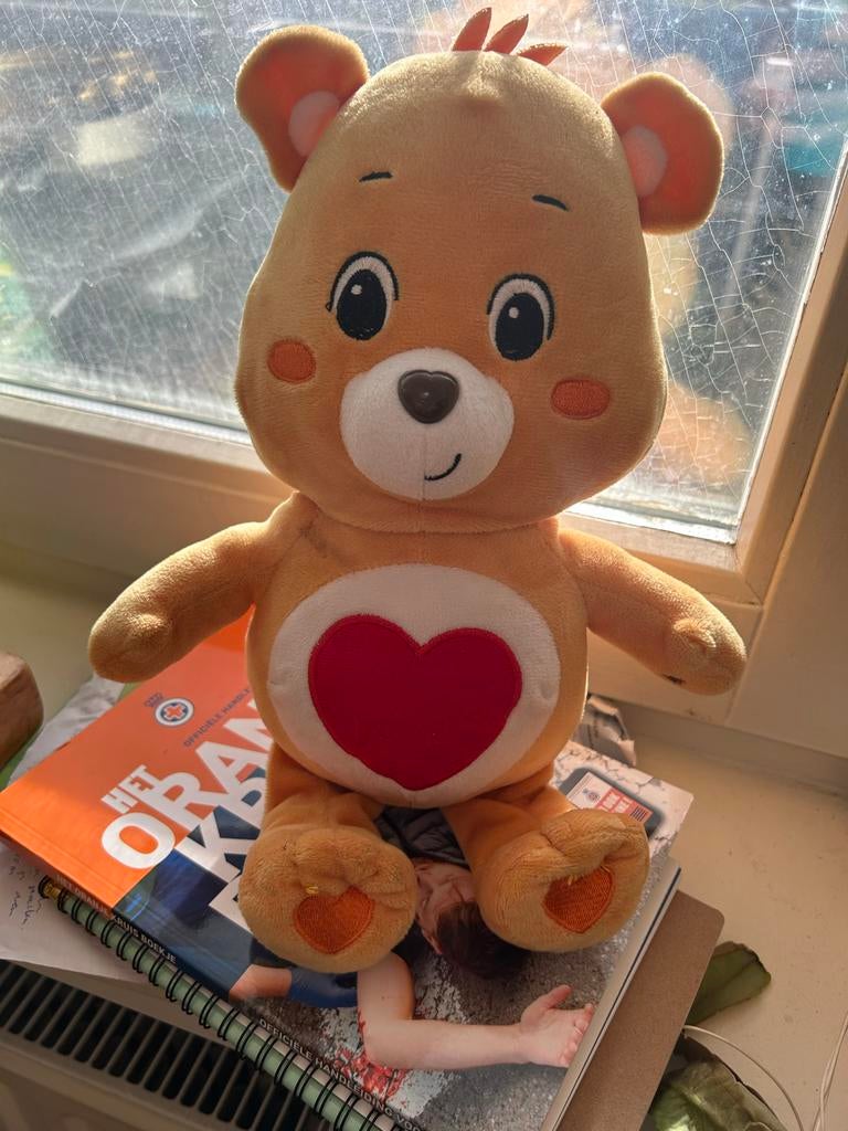 Gele Troetelbeer met hart op buik, Gebruikt, Overige merken, Beer, Ophalen of Verzenden