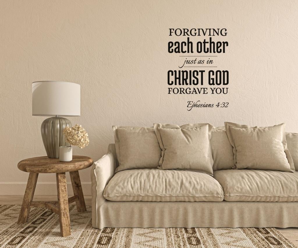 Muursticker christelijke wandtekst Forgiving, The River House, Info@theriverhouse.nl, Meerkleurig, Nieuw