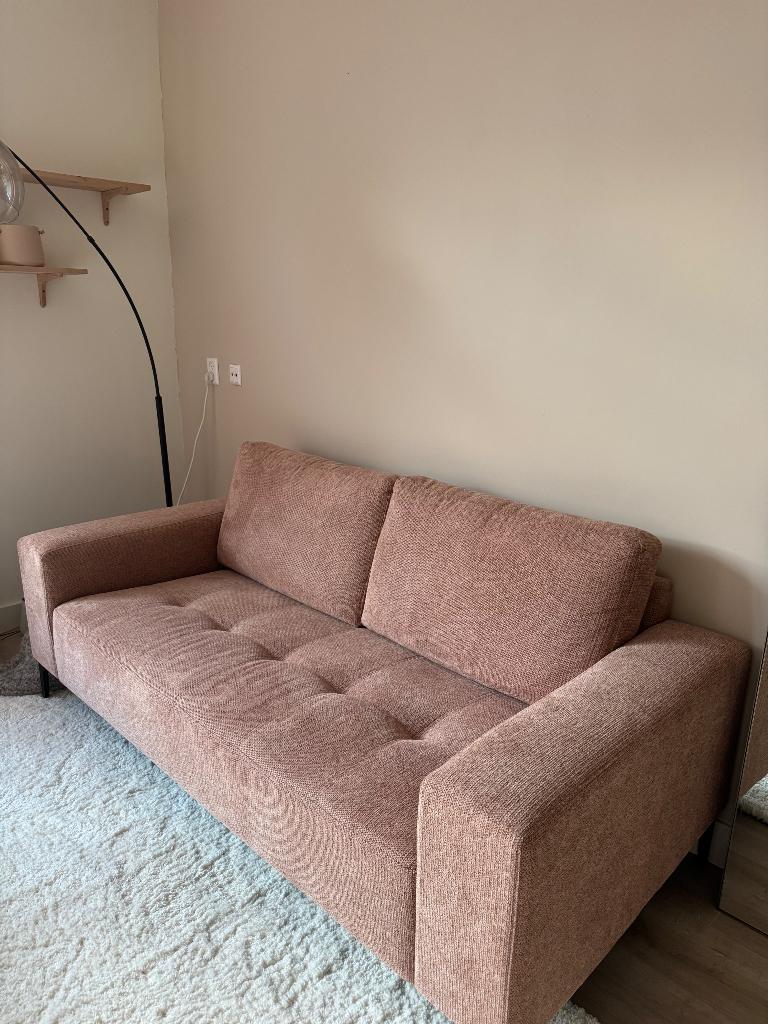 Roze bank zo goed als nieuw, Ophalen, 150 tot 200 cm, Tweepersoons, 75 tot 100 cm