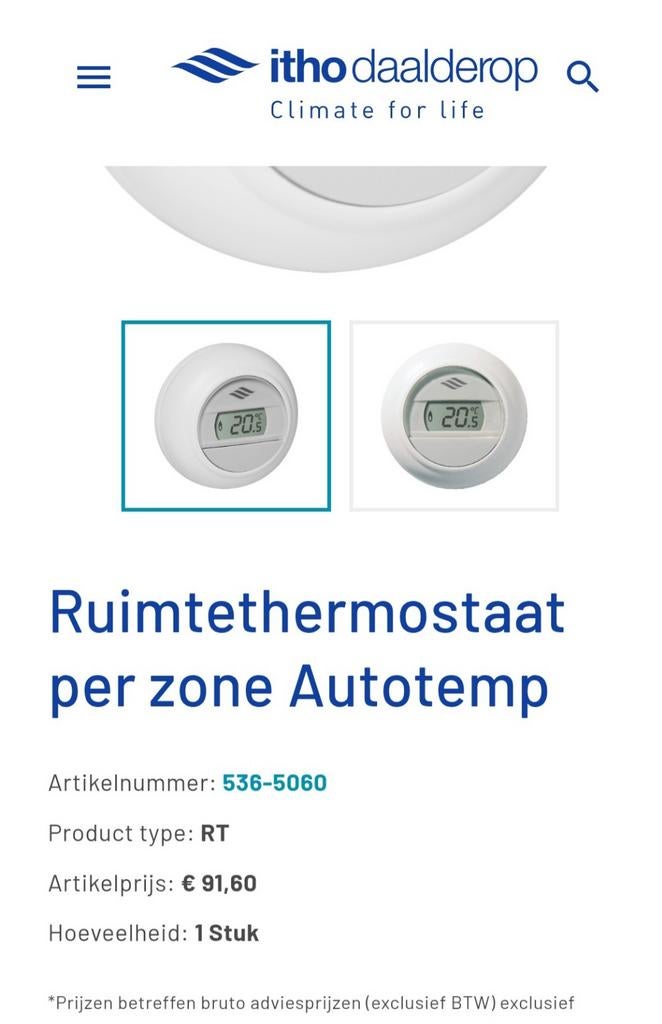 Thermostaat Itho Daalderop 536-5060, Ophalen of Verzenden, Nieuw, Afzuiger