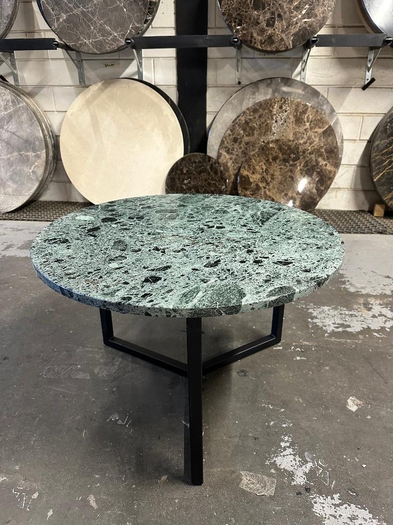 Prachtige groen marmeren salontafel | Diameter 70cm, Ophalen, 50 tot 100 cm, Overige materialen, Rond