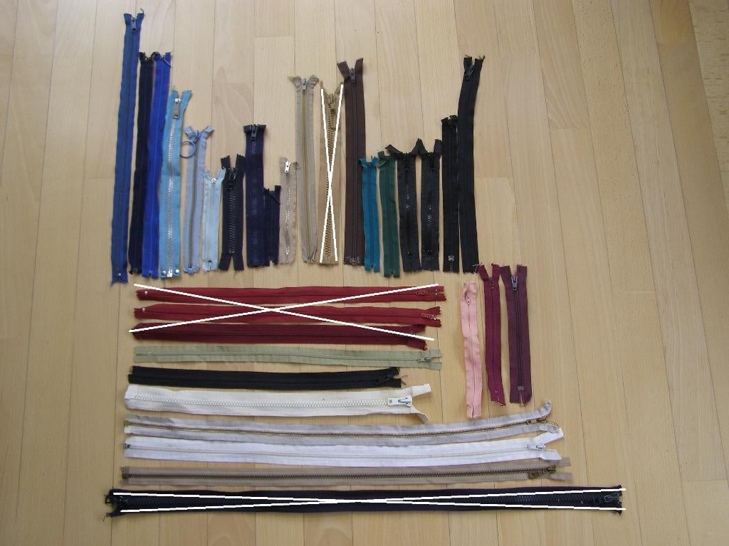 Partij RITSEN; div. soorten en kleuren, lengte 11 - 75 cm, Ophalen of Verzenden, Gebruikt, Rits of Sluiting