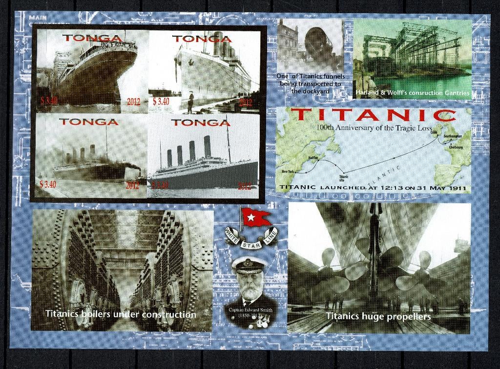TONGA 2012 PF BLOK TITANIC SCHEEPVAART BOTEN SHIPS, Ophalen of Verzenden, Postfris, Overige thema's