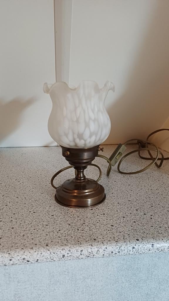 Vintage Tafellamp met Melkglas Kap, Ophalen