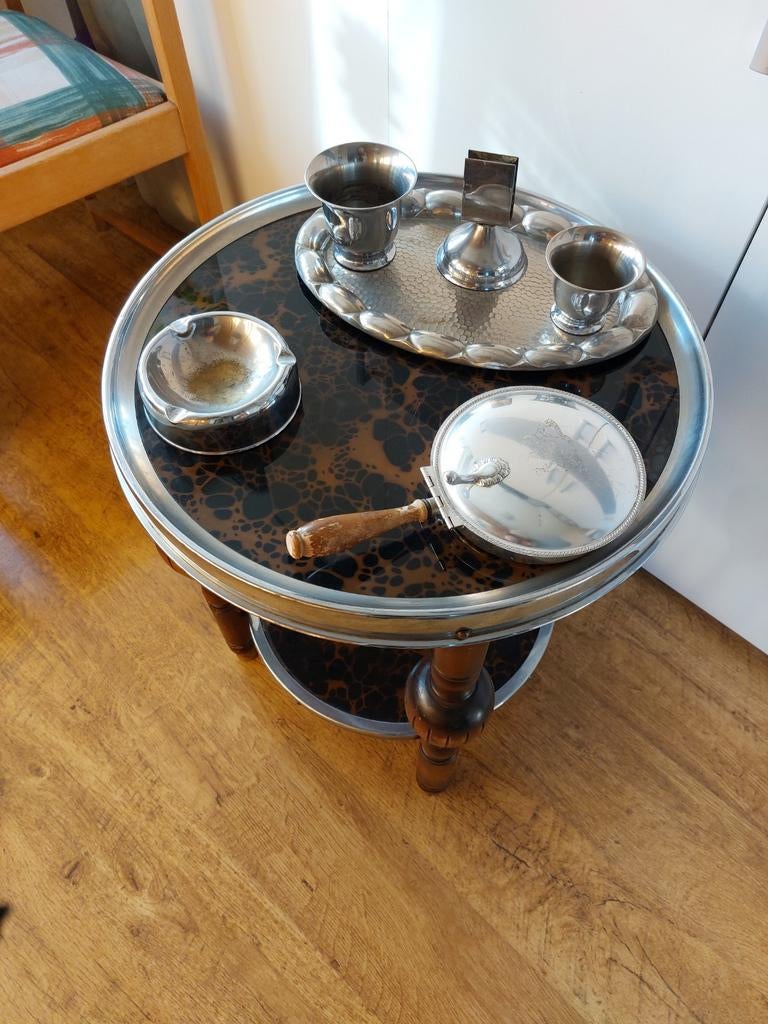 2 Oude stoelen en complete rooktafel, Ophalen of Verzenden