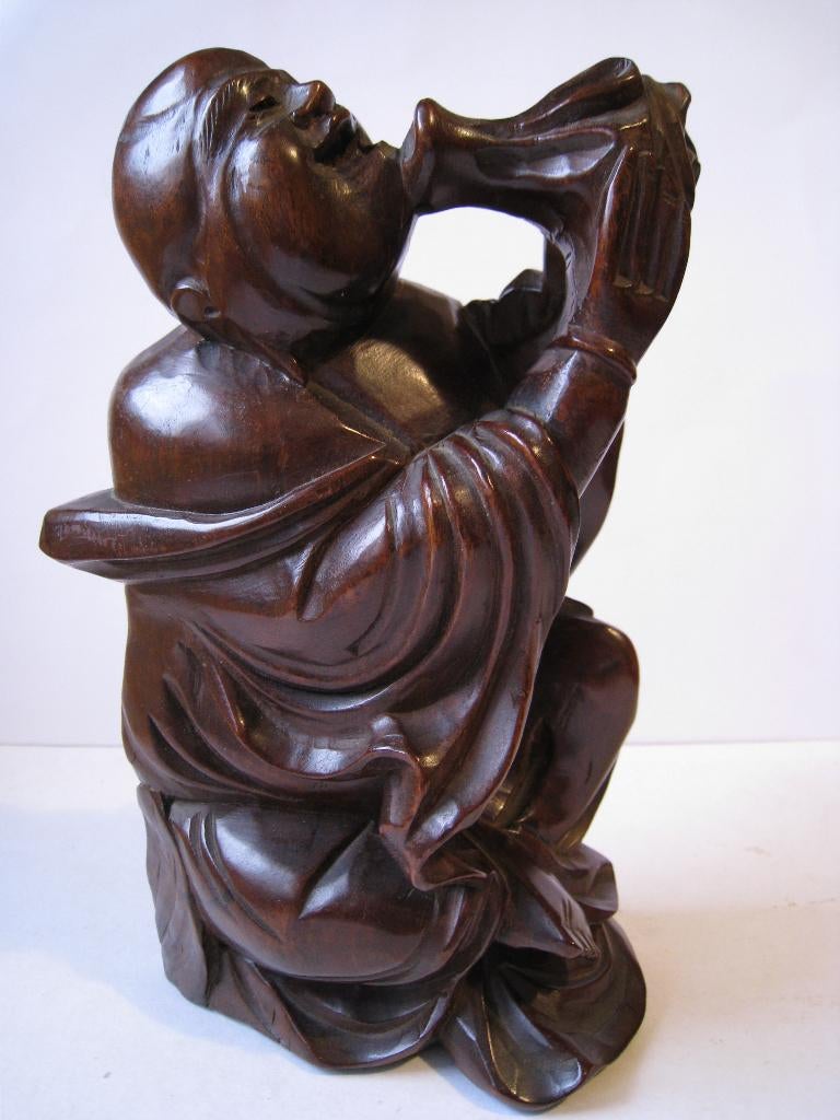 HOUTEN BOEDDHA / BUDDHA  .CHINA.  IN TOP STAAT. 20CM HOOG, Verzenden