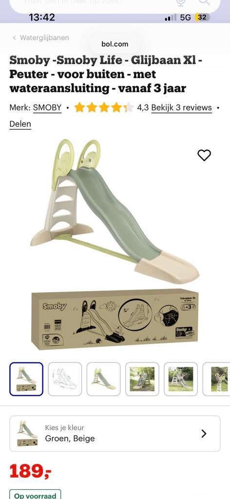 Smoby Glijbaan XL met wateraansluiting - Nieuw!, Ophalen of Verzenden, Zo goed als nieuw