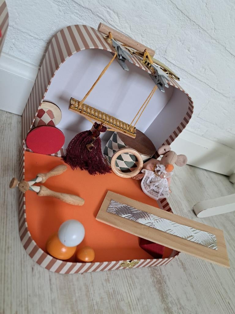 Oranje circus koffer met veel spullen voor maileg muizen, Ophalen of Verzenden