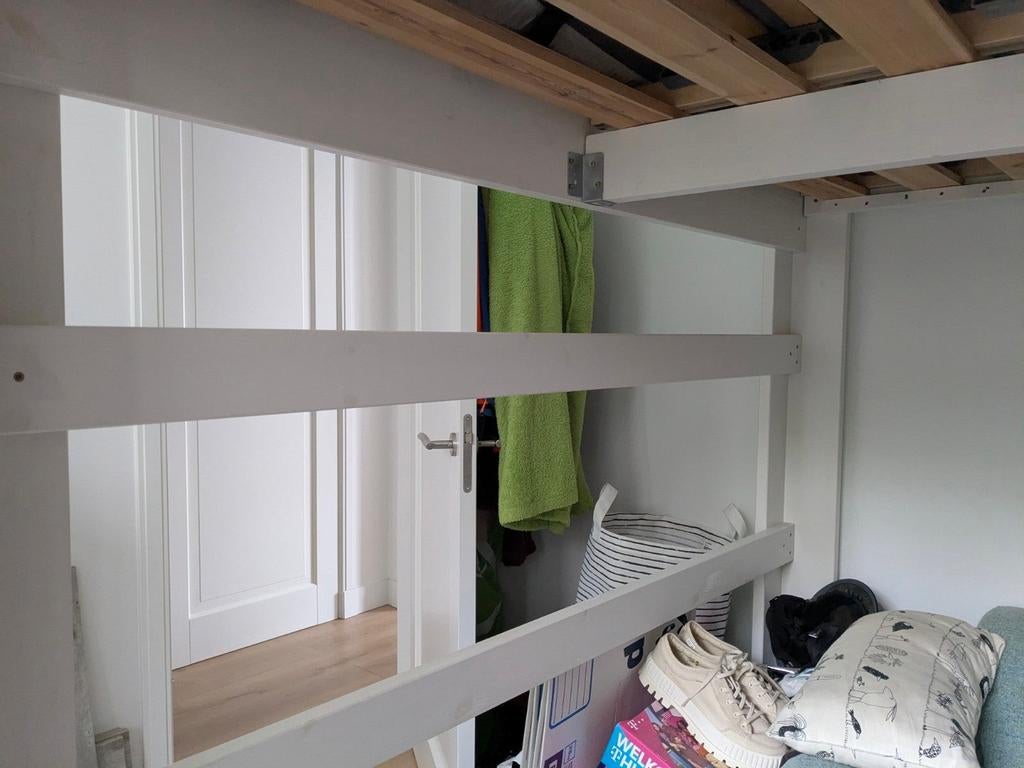 Hoogslaper wit, 160x220cm matras, 180-200cm hoog, Ophalen, Gebruikt, Hoogslaper