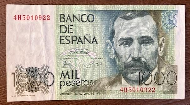 Spanje 1000 pesetas, Postzegels en Munten, Bankbiljetten | Europa | Niet-Eurobiljetten, Ophalen of Verzenden, Overige landen, Los biljet