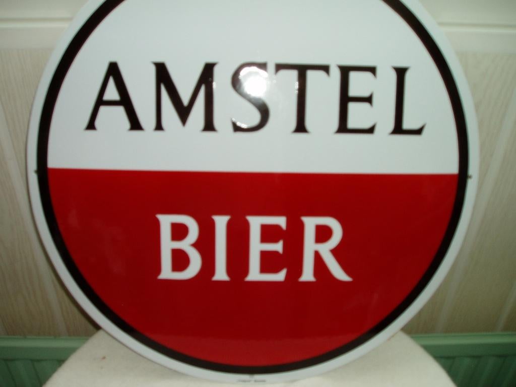Mooi amstel Emaille bord, Ophalen, Gebruikt, Reclamebord