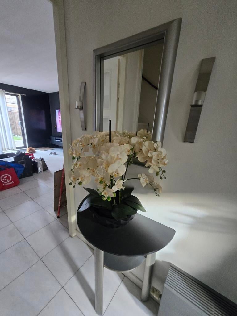 Kapstok set met spiegel en tafeltje voor de hal, Gebruikt, 200 cm of meer, Metaal, Ophalen