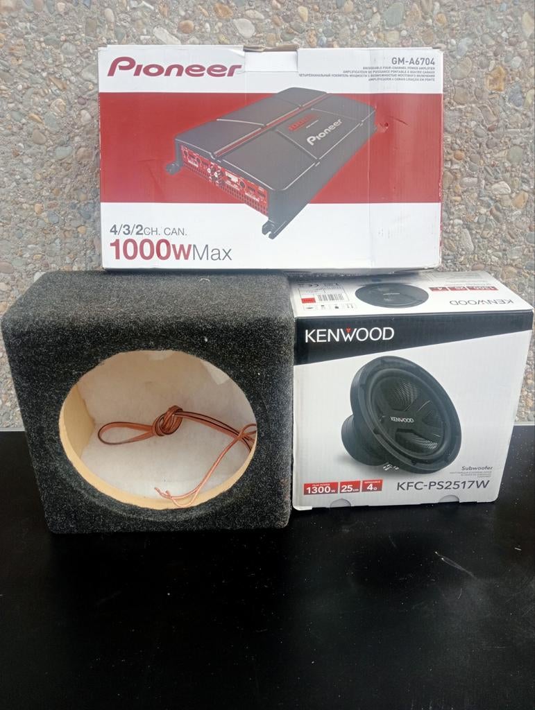 Kenwood subwoofer 1300watt pioneer versterker 1000watt nieuw, Ophalen, Nieuw