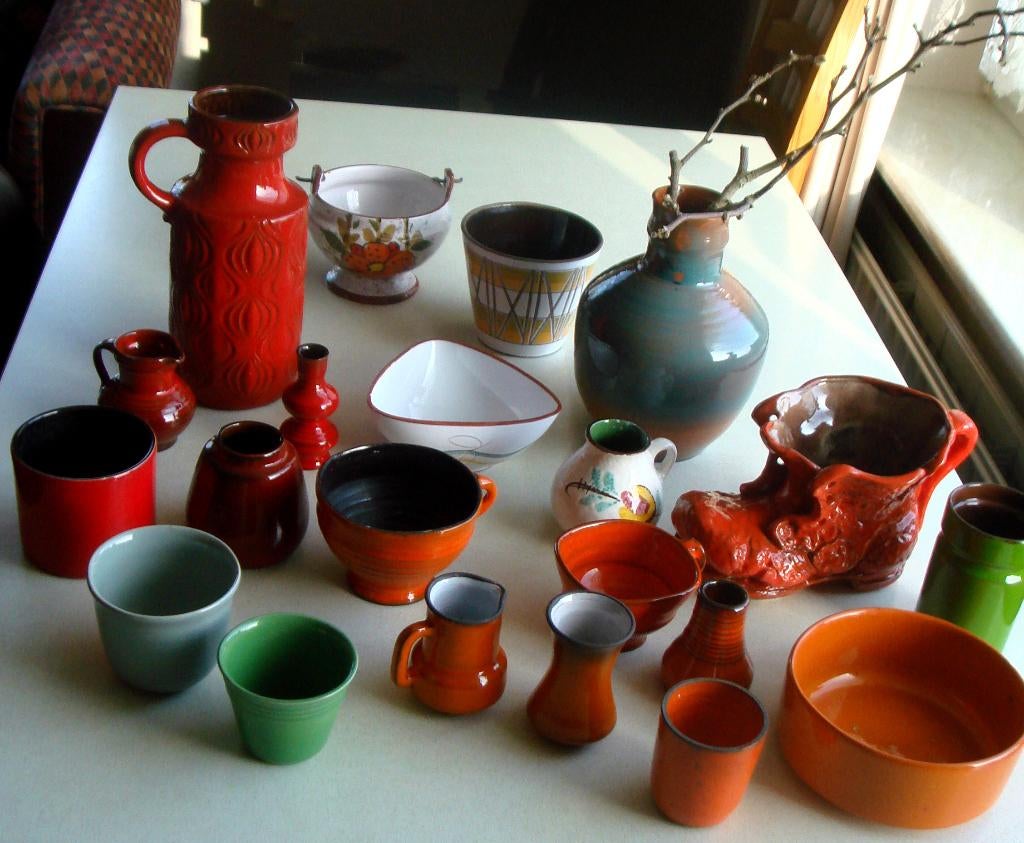 retro vaasjes en bloempotjes vanaf € 1,50 zie beschrijving, Gebruikt, Overige kleuren, Aardewerk of Porselein, Ophalen of Verzenden