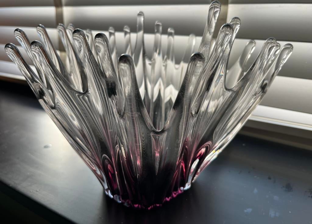 Vaas vintage Murano glas paars met uitlopers naar helder, Antiek en Kunst, Ophalen of Verzenden