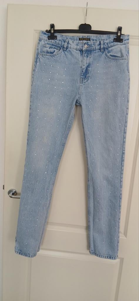 Spijkerbroek met glitters, Ophalen of Verzenden, Zo goed als nieuw, W30 - W32 (confectie 38/40), Blauw