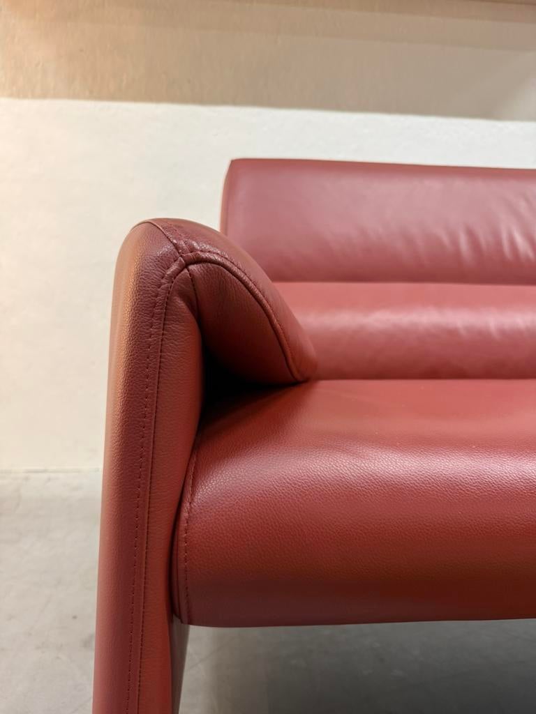 Als nieuw Leolux Felizia Bank 3 zits Rood leer Design 210, Leolux, Driepersoons, Ophalen of Verzenden, Zo goed als nieuw