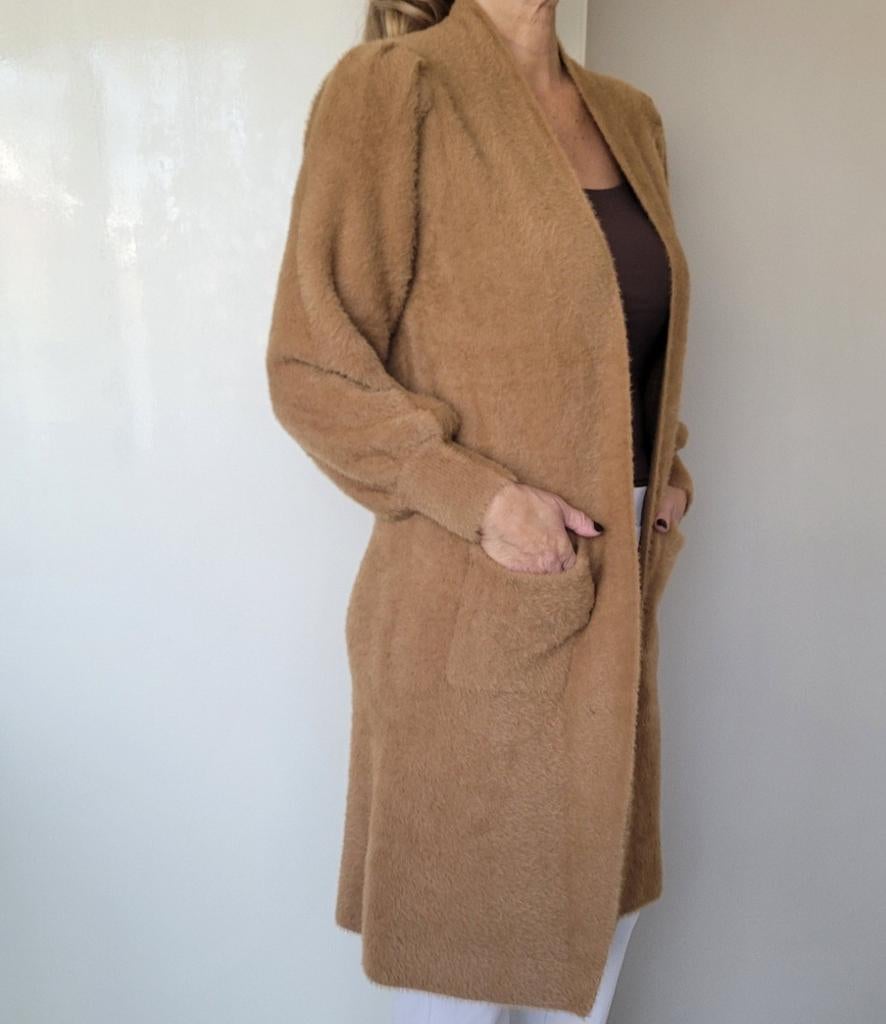 Studio Anneloes lang Fluffy vest S Camel, Kleding | Dames, Studio Anneloes, Beige, Ophalen of Verzenden, Zo goed als nieuw