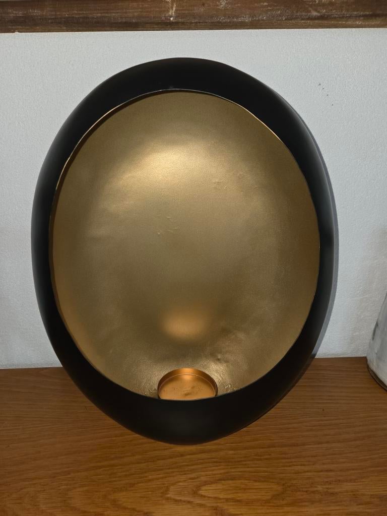 Richmond Kaarsen Kandelaar Ei Vorm Zwart Goud Industrieel, Huis en Inrichting, 25 tot 50 cm, Nieuw, Ophalen of Verzenden, Metaal