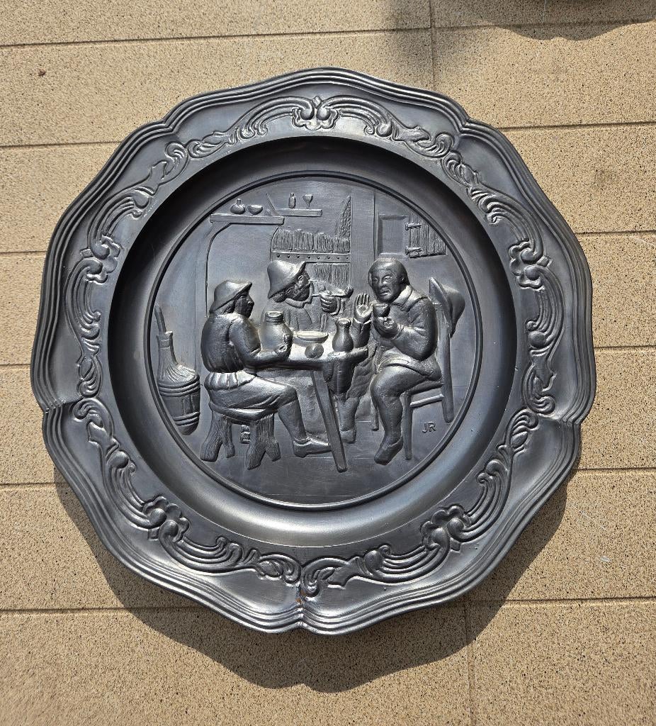 Tinnen wandbord herberg, Antiek en Kunst, Ophalen of Verzenden