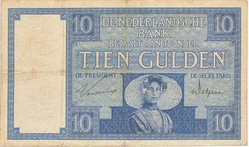 Nederland 10 Gulden 1924 Zeeuws meisje, Ophalen of Verzenden, 10 gulden, Los biljet